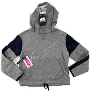 Nike Girls' Therma fleece Hoodie-Large Gray